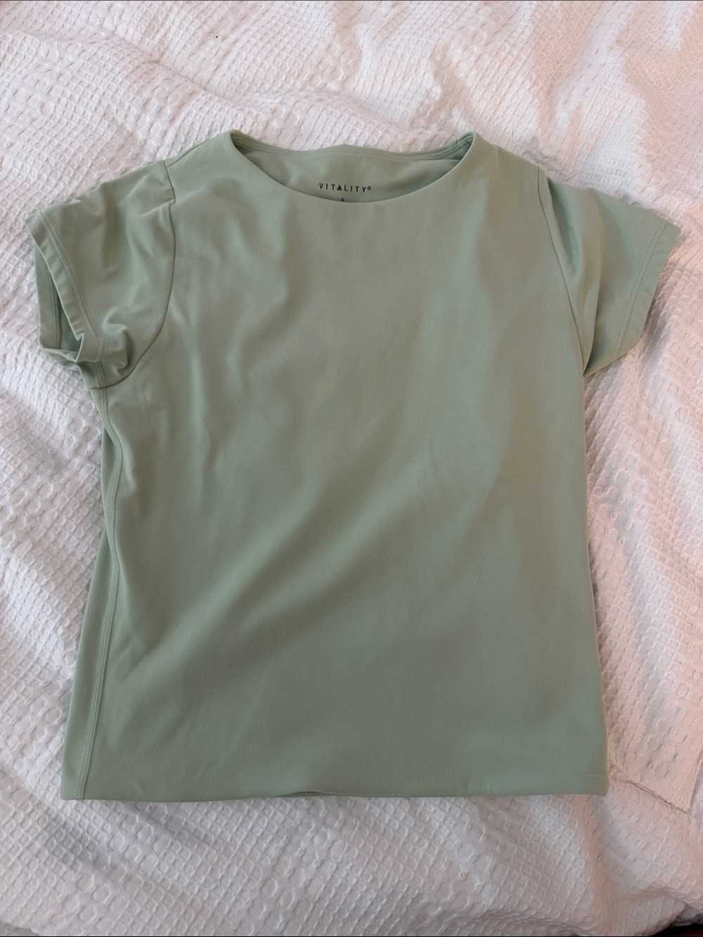 Vitality Sage Green Short Sleeve Crop Workout Tee